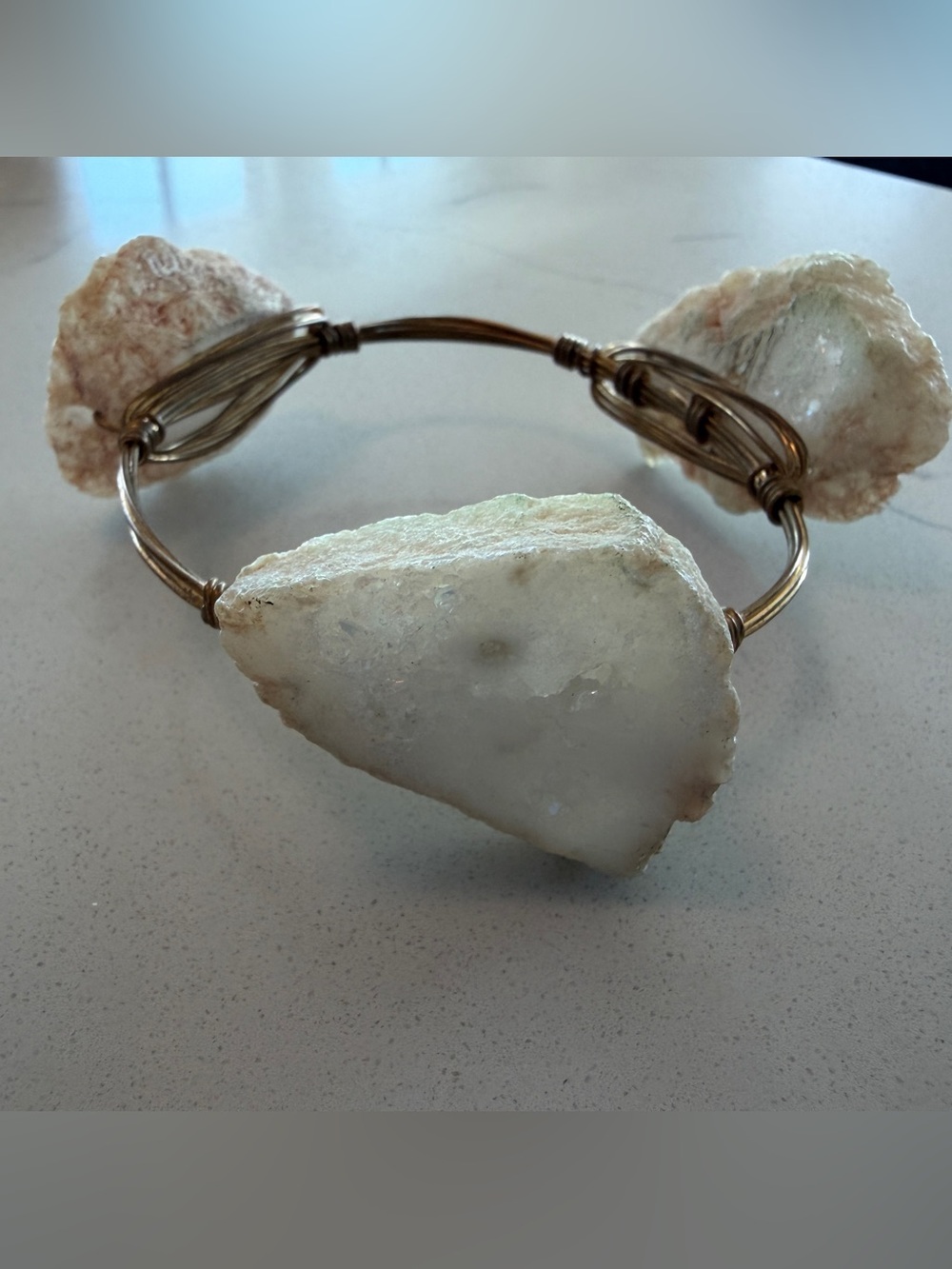 Bourbon and Bowties White Raw Stone Wire-Wrapped Bracelet